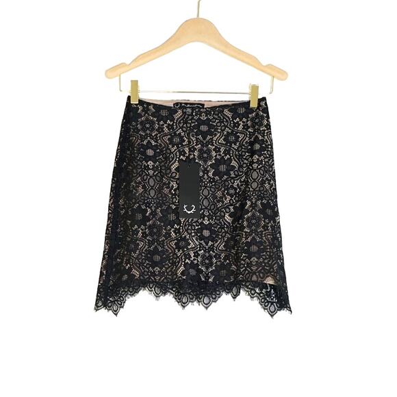 For Love And Lemons Dresses & Skirts - For Love & Lemons - NWT Rosemary High Waist Mini Skirt in Lace Black / Size XS